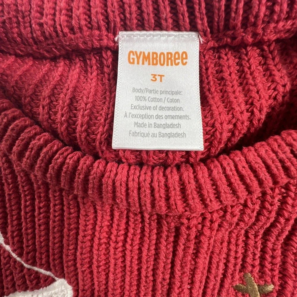 Gymboree Girls 3T Red Christmas Sweater Santa Reindeer Tree Snowflake Holiday